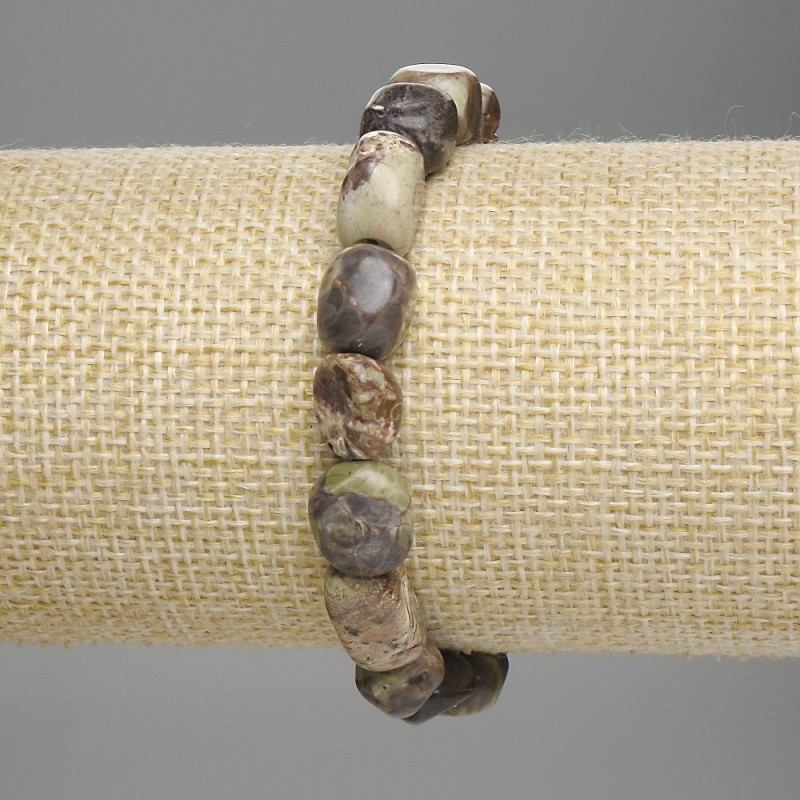 Stretcharmband aus Picasso-Jaspis, trommelgeschliffene Perlen, Durchmesser 9–14 × 8–10 mm, Länge ca. 18 cm ±