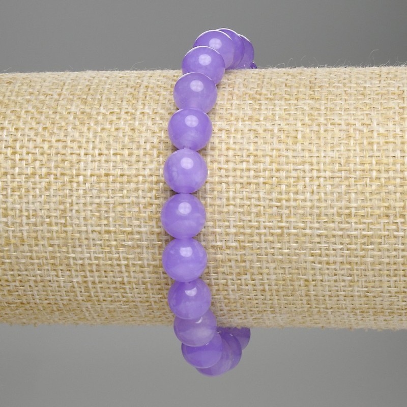 Lavendel-Amethyst-Armband, glatte Kugeln, Durchmesser ca. 8 mm, Länge 18 cm, Stretch-Armband