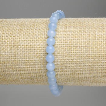 Aquamarin Armband, glatte Kugeln, Durchmesser ca. 6 mm, Länge ca. 18 cm, Stretcharmband