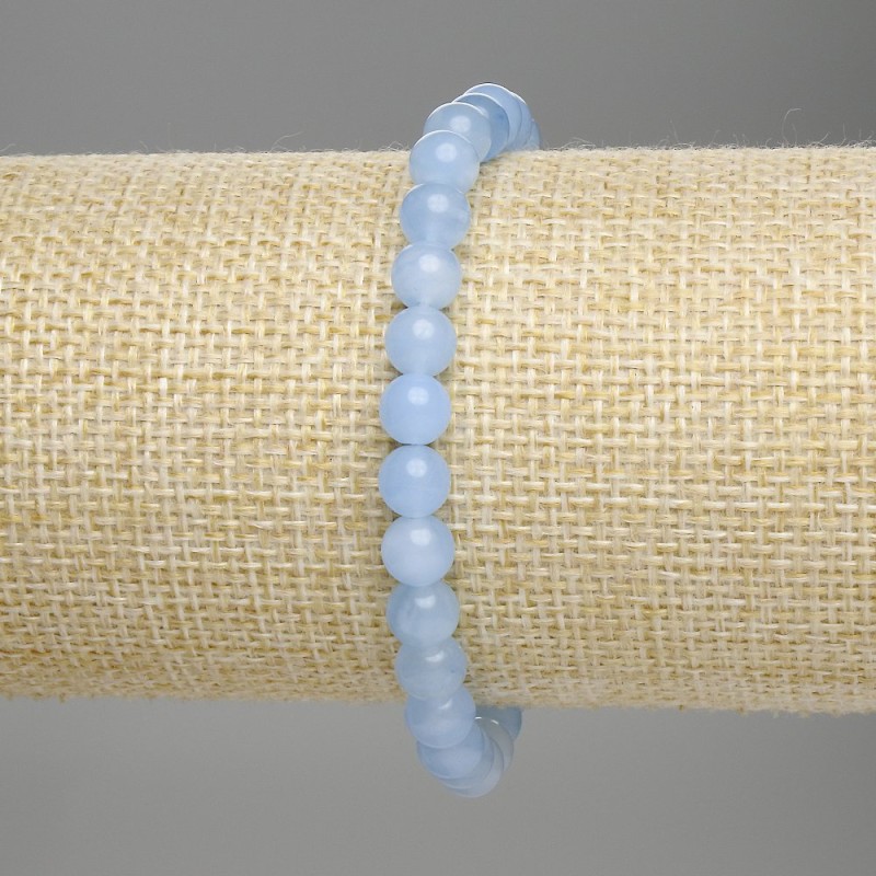 Aquamarin Armband, glatte Kugeln, Durchmesser ca. 6 mm, Länge ca. 18 cm, Stretcharmband
