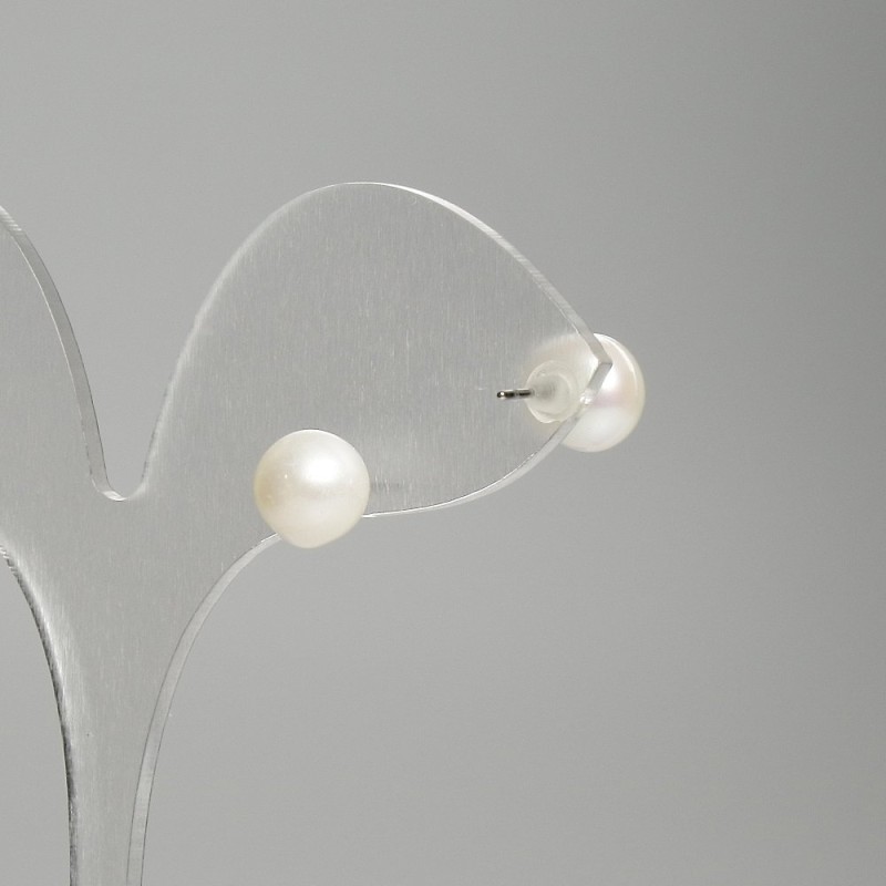 Ohrstecker mit Süßwasserperlen, Durchmesser 8 mm+