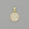 Perlmutt-Anhänger Kleeblatt im Kreis, mit Strasssteinen, goldfarbenes Metall, 20×13 mm+
