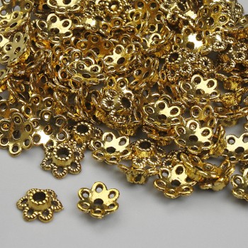 Bead Cap aus Metall in Goldfarbe, Durchmesser ca. 6 mm, Lochdurchmesser ca. 2 mm, Verpackung 20 g (~112 Stück)