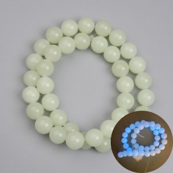 Onyx-Perlen blau leuchtend, glatte Kugel 10 mm, ± Länge 37 cm auf Faden