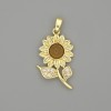 Sonnenblumen-Anhänger, goldfarbenes Metall, weiße Strass-Steine, Durchmesser 30×17 mm+