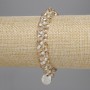 Haargummi mit weißen Perlen 3 mm ±, facettierte Perlen 4–5×4 mm
