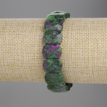 Armband aus Zoisit, facettierte Glieder 14×10 mm, Länge ca. 18 cm, Stretcharmband