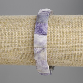 Armband aus Charoit, facettierte Glieder 12×12 mm, Länge ca. 18 cm, Stretcharmband
