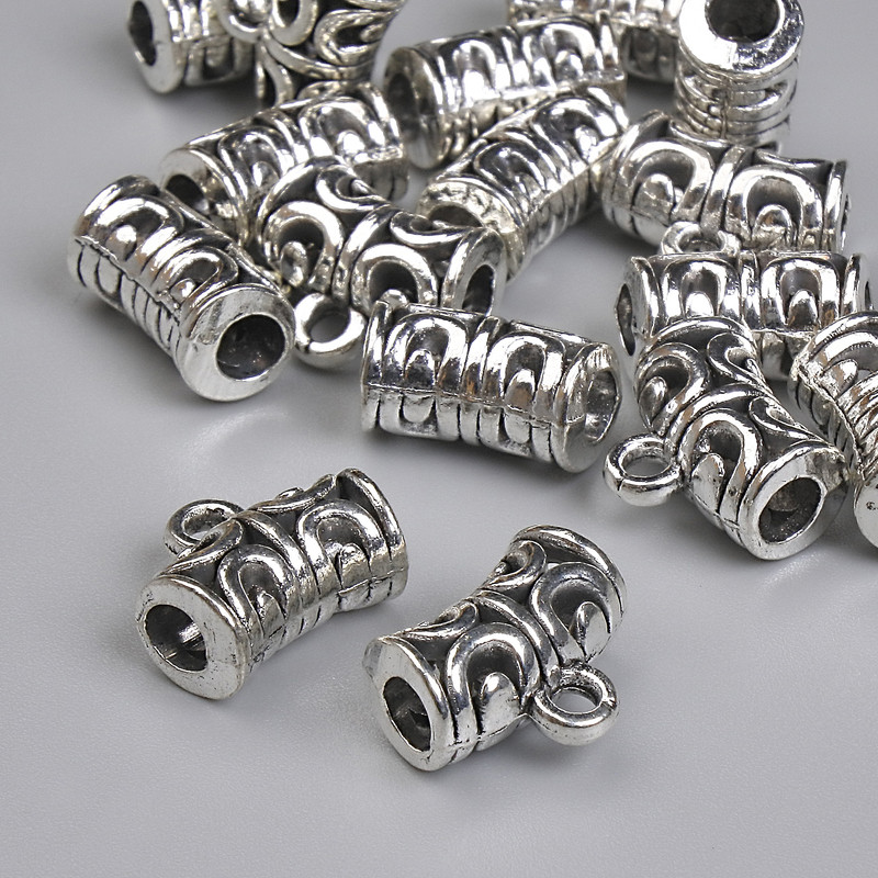 Silberfarbener Bail – Metallfarbe Silber, Maße 12×6 mm ±, Öffnungen Ø ca. 2–3 mm ±, Verpackung 20 g (~17 Stück)