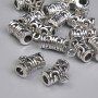Silberfarbener Bail – Metallfarbe Silber, Maße 12×6 mm ±, Öffnungen Ø ca. 2–3 mm ±, Verpackung 20 g (~17 Stück)