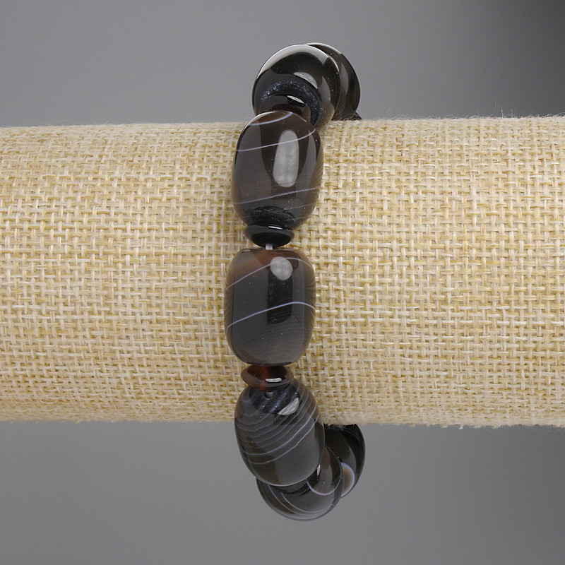 Achat-Barillet-Armband, Durchmesser 18×14 mm, Rondellen 6×3 mm, Länge ca. 18 cm, Stretcharmband