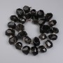 Rauchtopas Facettenperlen, Durchmesser ca. 15–20 × 12–15 mm ±, Seed-Beads 4 mm ±, auf Schnur, Länge ca. 40 cm