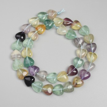 Fluorit-Herz-Perlen, Durchmesser ca. 10 mm, auf Schnur