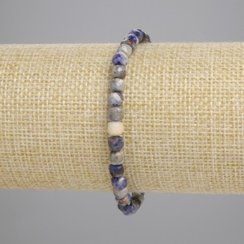 Armband aus facettiertem Sodalit – Würfel 4,5 × 4,5 mm, Länge ca. 18 cm, elastische Basis