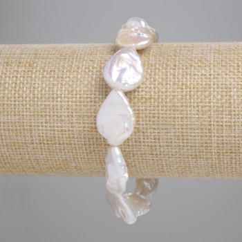Armband aus Barockperlen in Petrol-Ton, Durchmesser ca. 18,5–21 × 14,5 mm, Länge ca. 18 cm ± (elastisch)
