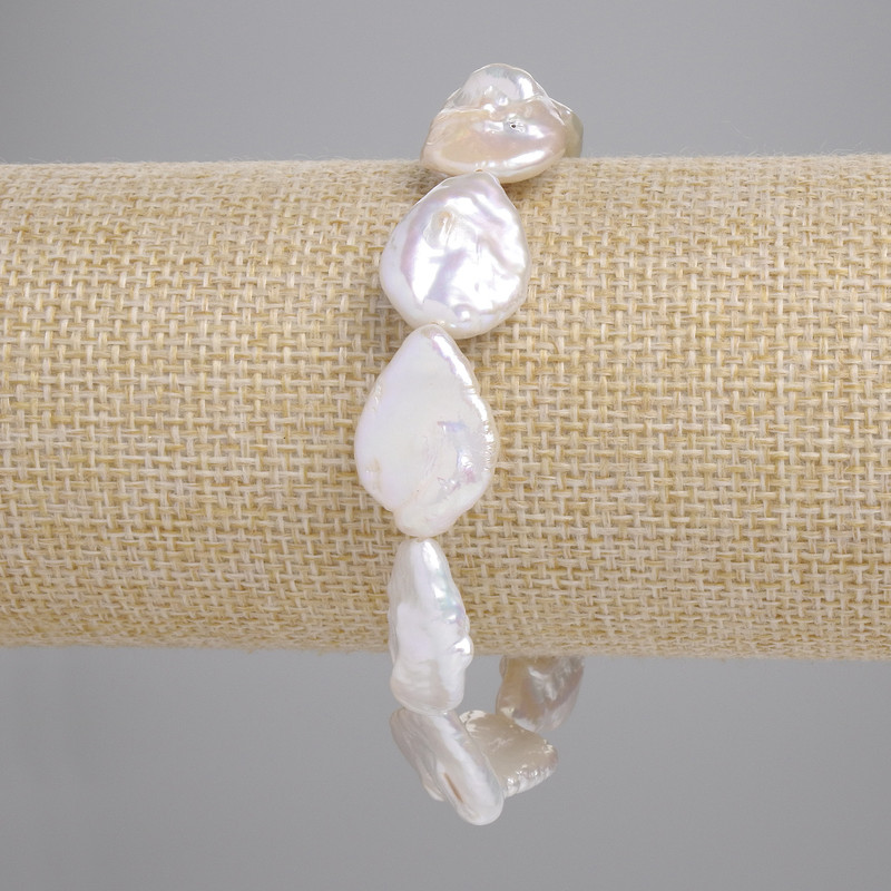 Armband aus Barockperlen in Petrol-Ton, Durchmesser ca. 18,5–21 × 14,5 mm, Länge ca. 18 cm ± (elastisch)