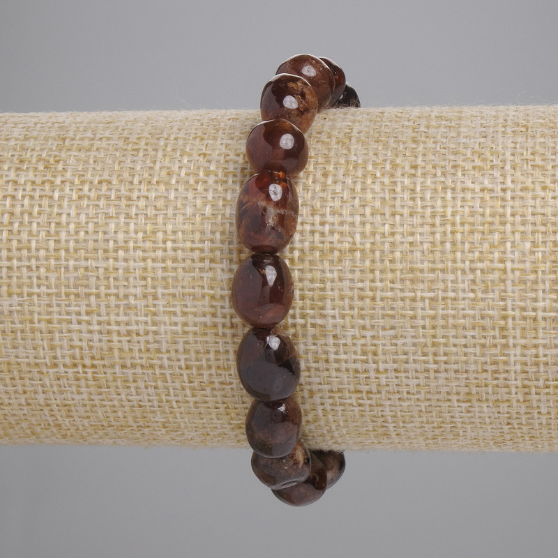 Armband aus Granat-Hessonit, facettiert, Durchmesser 9–13×8–10 mm, Länge ca. 18 cm, Stretcharmband