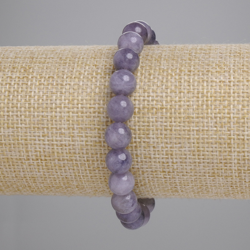 Iolith-Armband, glatte Kugeln, Durchmesser ca. 8 mm, Länge ca. 18 cm, elastisch