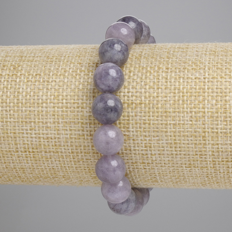 Iolith-Armband, glatte Kugeln, Durchmesser ca. 10 mm, Länge ca. 18 cm, elastisches Stretchband