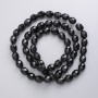 Perlen aus tschechischem Kristall, schwarz matt, facettierte Körnerperlen, Durchmesser 9,5×8 mm, Länge ca. 56 cm auf Schnur