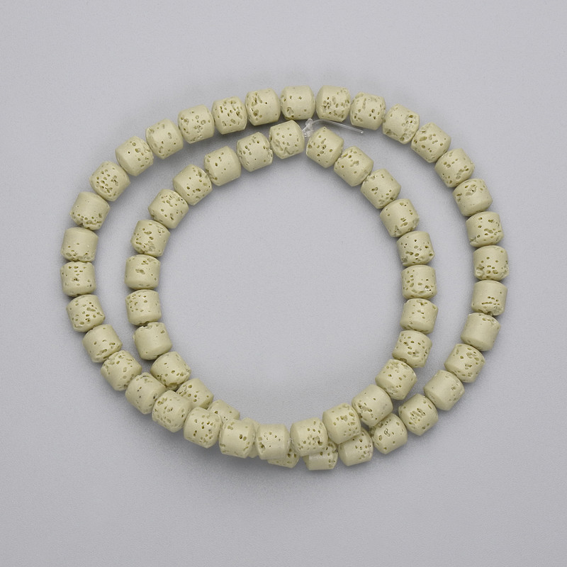 Perlen aus Vulkanlava, zylindrische Perlen, Durchmesser 6×6 mm, ± auf Schnur, Länge 38 cm+
