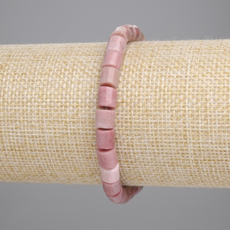 Rhodonit-Zylinderarmband, Durchmesser 6 × 6 mm ± (Stretch), Länge 18 cm