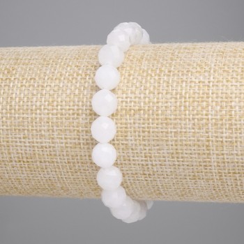 Armband aus Bergkristall mit facettierten Kugeln, Durchmesser ca. 8 mm, Länge ca. 18 cm, Stretcharmband
