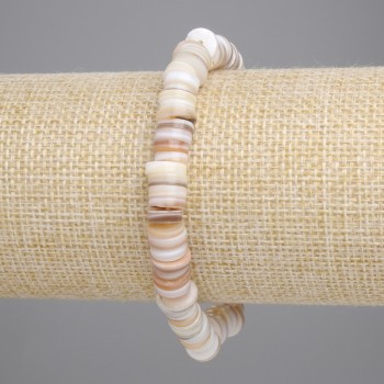 Armband aus Ark-Muschel, Rondell 8×2 mm, Länge ca. 18 cm, Stretcharmband