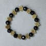 Achat-Armband (künstlich) – facettierte Glasperlen aus tschechischem Glas, Durchmesser ca. 9,5 mm, mit Metall-Einlagen, Länge ca. 18 cm, Stretch