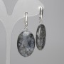 Ohrringe mit Larvikit, oval 30×20 mm, Länge ca. 55 mm