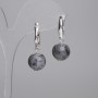 Ohrringe aus Larvikit, glatte Kugel 12 mm ±, Länge ca. 30 mm ±
