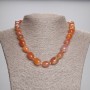 Kette aus Sardonyx, facettierte Perlen 14–16 × 11–12 mm ±, 3 mm Glasperlen ±, Länge ca. 45 cm ± mit Verschluss