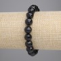 Achat-Armband (künstlich) – schwarzes tschechisches Glas, facettierte Kugeln 10 mm ±, Länge 18 cm, Stretch