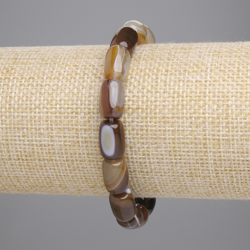 Armband aus Achat-Barilo-Perlen, 11 × 8 mm, Länge ca. 18 cm, elastisch