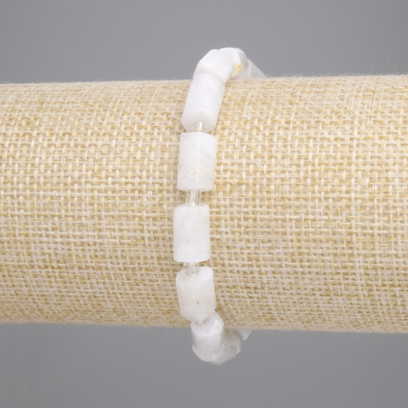 Armband aus Adular, facettiert, 10–11×6–6,5 mm, 3 mm Glasperlen ±, Länge 18 cm ± Stretcharmband