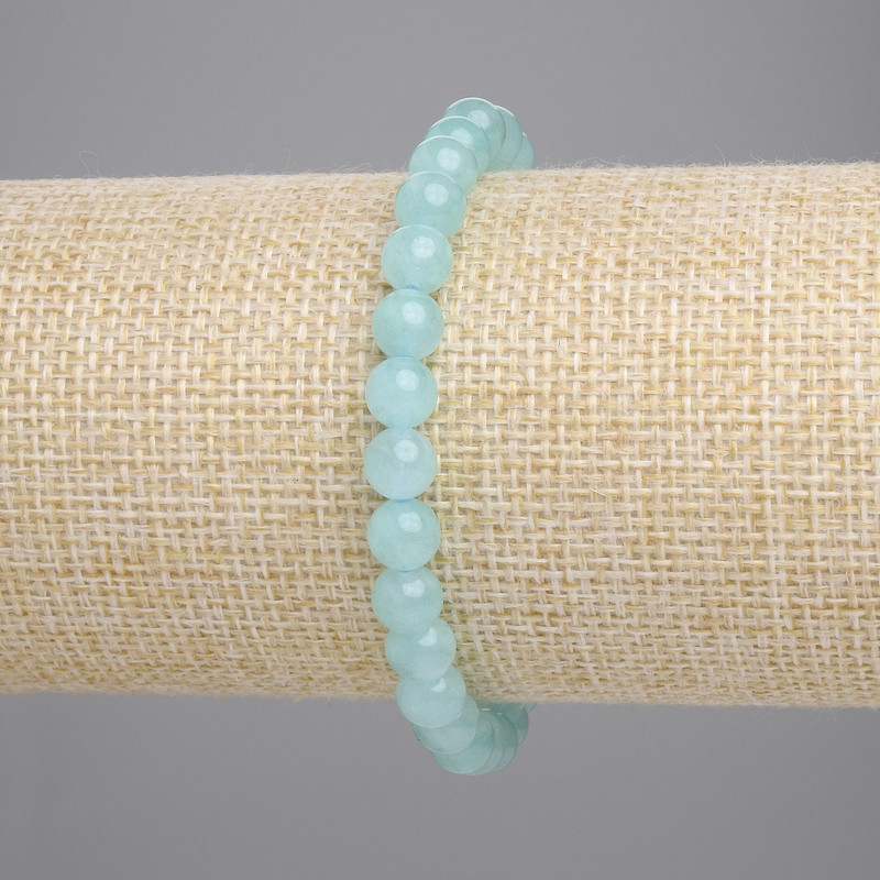 Armband aus Amazonit – glatte Kugeln, Durchmesser ca. 6 mm, Länge ca. 18 cm, Stretcharmband