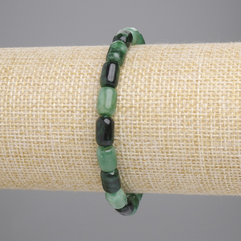 Smaragd-Armband in Barrel-Form, Durchmesser ca. 9×6 mm, Länge ca. 18 cm, Stretch