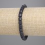 Armband aus schwarzer Vulkanlava – zylindrische Perlen, Durchmesser 6 × 6 mm, Länge ca. 18 cm, elastisches Band