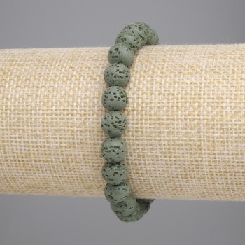 Armband aus grüner Vulkanlava, Kugelperlen, Durchmesser 8 mm, Länge ca. 18 cm, Stretch-Armband