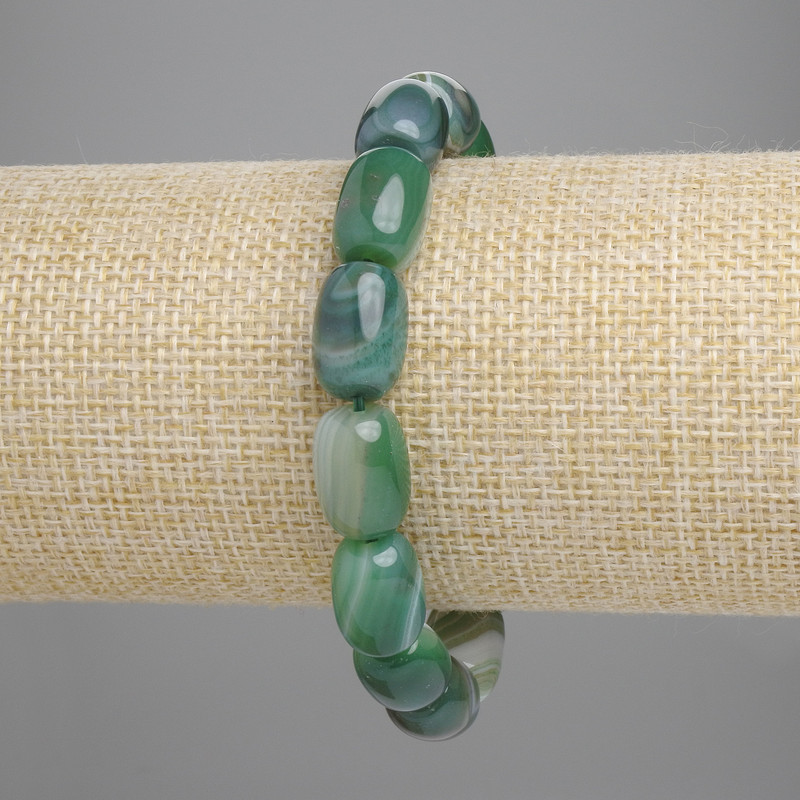 Achat-Armband in Barrel-Form, 13 × 10 mm, Länge ca. 18 cm, Stretch