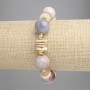 Armband aus fossilisierter Koralle, glatte Kugeln 14 mm ±, Skafarka Rondell, Durchmesser 10×2 mm ±, mit Metall-Einsätzen, Länge 18 cm ± Stretcharmband