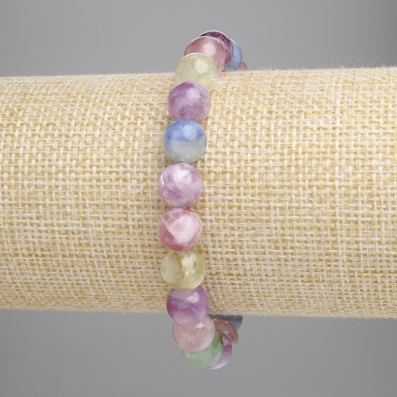 Lepidolith-Armband, glatte Kugeln, Durchmesser 8 mm ± (Stretcharmband), Länge 18 cm+