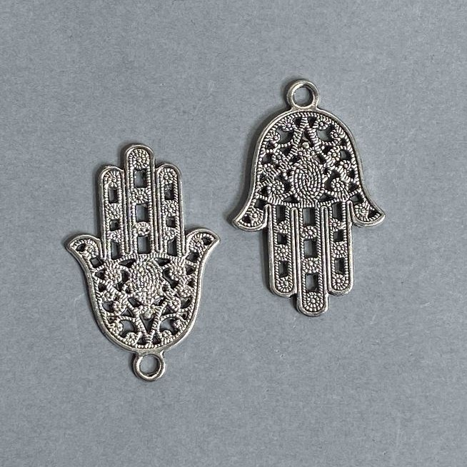 Schmuckzubehör Anhänger Hamsa-Hand Handfläche, 42×28 mm, Packung 4 Stück