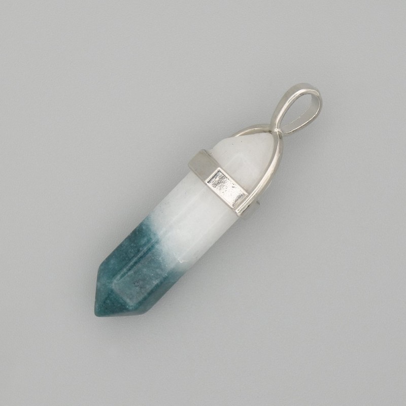 Anhänger aus getöntem Quarz, weiß-grün, sechseckig, 4 cm+