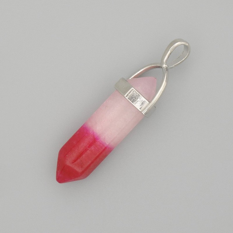 Anhänger getönter Rosenquarz, sechseckig, 4 cm+