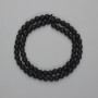 Schungit-Perlen, facettierte Kugeln, Ø ca. 5 mm, Länge ca. 36 cm, auf dem Faden