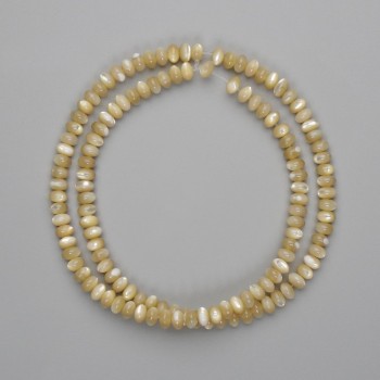 Beige-Perlmutt-Rondellperlen, Durchmesser 5×3 mm, Länge ca. 40 cm, auf Faden