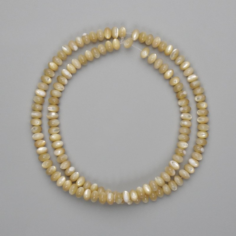 Beige-Perlmutt-Rondellperlen, Durchmesser 5×3 mm, Länge ca. 40 cm, auf Faden