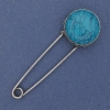 Nadelbrosche Türkis 78×24 mm ± silberfarbene Metallbasis