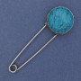 Nadelbrosche Türkis 78×24 mm ± silberfarbene Metallbasis